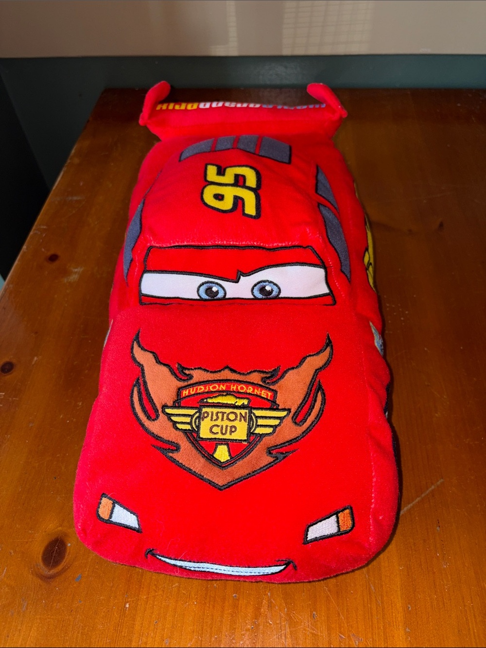 Disney Store Pixar Cars 18" Plush Lightning McQueen Red Race Car Embroidered